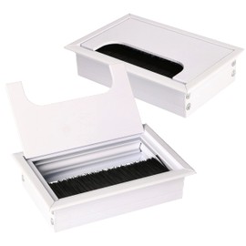 KOTARBAU® Set of 2 Aluminium Cable Grommets 120 x 80 mm for Furniture White Cable Box Cable Pass Square Anodised