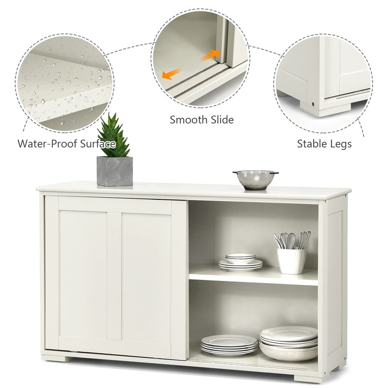 bettary Kitchen Storage Sideboard w/Sliding Door & Adjustable Shelf, Large,