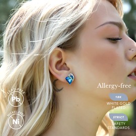 Leafael Infinity Love Heart Earrings for Women, Birthstone Crystal Earrings with Healing Stones, Allergy-Free Jewelry for Women with Gift Box, Silver-tone Crystal Stud Earrings for Women