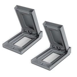 ELEGRP Vertical Outdoor Cover for Decotative Receptacles, Weatherproof Wall Plate, Outdoor Electrical Outlet Cover, Standard Size 1-Gang 4.85” x 2.82”, Thermoplastic, 2 Pack, Grey