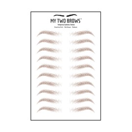 (10 pairs) Ash Brown Temporary Eyebrow Tattoo - Medium Size - Waterproof & Smudgeproof - Assertive Arch Style Fake Peel off Eyebrow Stickers - Sheet Lasts up to 30 Days