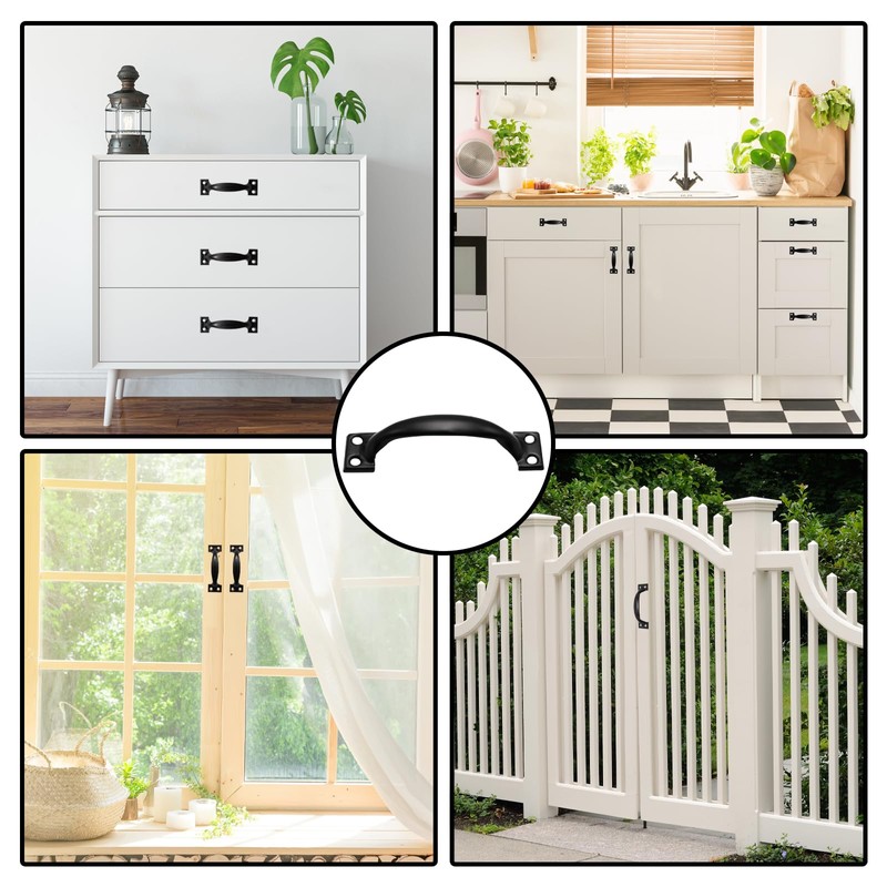 Mormchlots 12Pcs 98mm/3.86" Black Metal Gate Retro Cabinet Handles, 3.86"