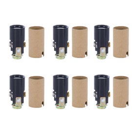B&P Lamp® Candelabra Base, Candle Socket with 1/8 IP Hickey, 1-1/2 Inch Overall Height, 6 Pack