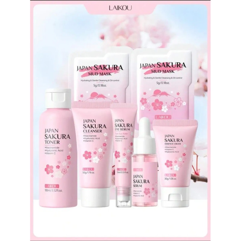 Kit Skincare Laikou Japan Sakura 7 Piezas Rutina Facial