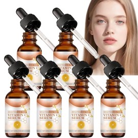 Suero de vitamina C para la cara con Ácido hialurónico, suero iluminador para mujeres, antienvejecimiento, aclaramiento, piel hidratante, ayuda a mejorar la apariencia del tono de piel desigual (6Pcs)