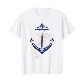 Anchor Moin Symbol with Fishing Net Rope and Boat Summer T-Shirt