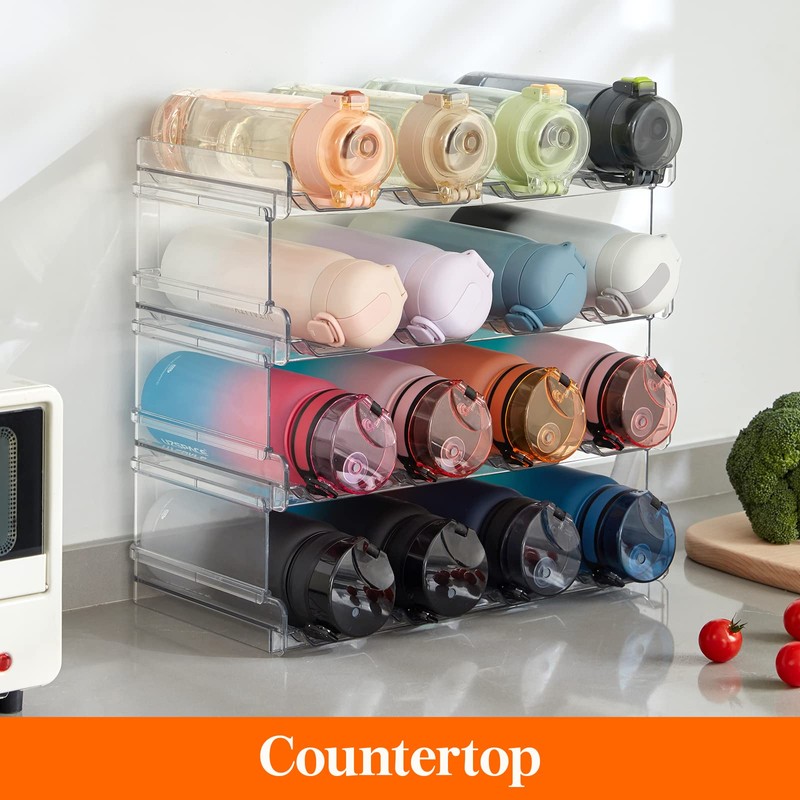 Lifewit Stackable Water Bottle Organizer for Cabinet, Plastic Bottle Holder