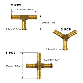 WJUAN T-Y-X Fuel Hose 8 mm, Full Copper Thickened Hose Connector, Petrol Hose for Water Distributor, Compressed Air Distributor, Pack of 5
