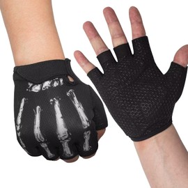 Workout Gloves, Lightweight Fitness Gloves with Full Palm Protection and Excellent Grip for Men Women, Weight Lifting Gloves for Cycling Pull ups Exercise (Thin padding-white skeleton, X-Large)