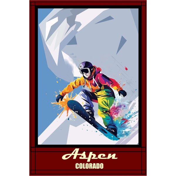 Snowboarding at Aspen Colorado Take a Downhill Challenge Travel Poster