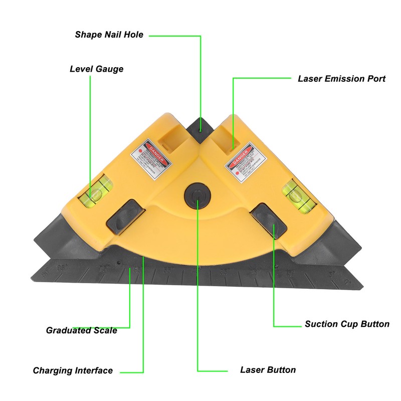 Right Angle Level High Accuracy Visible Green Beam Leveling Gauge