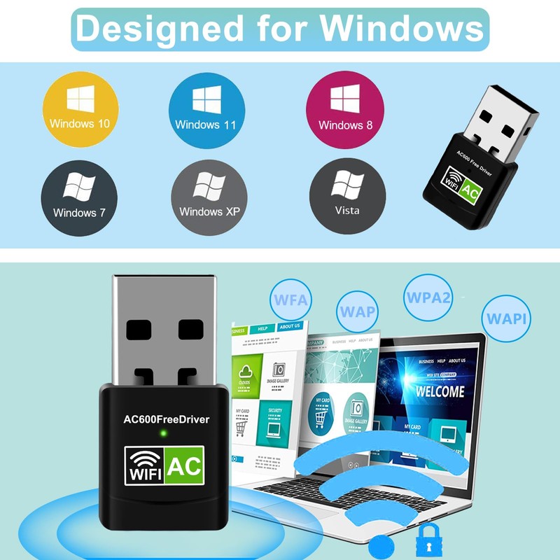 Aigital WiFi Stick, WLAN Adapter 600Mbps (2.4G/600Mbps) Wireless USB Adapter