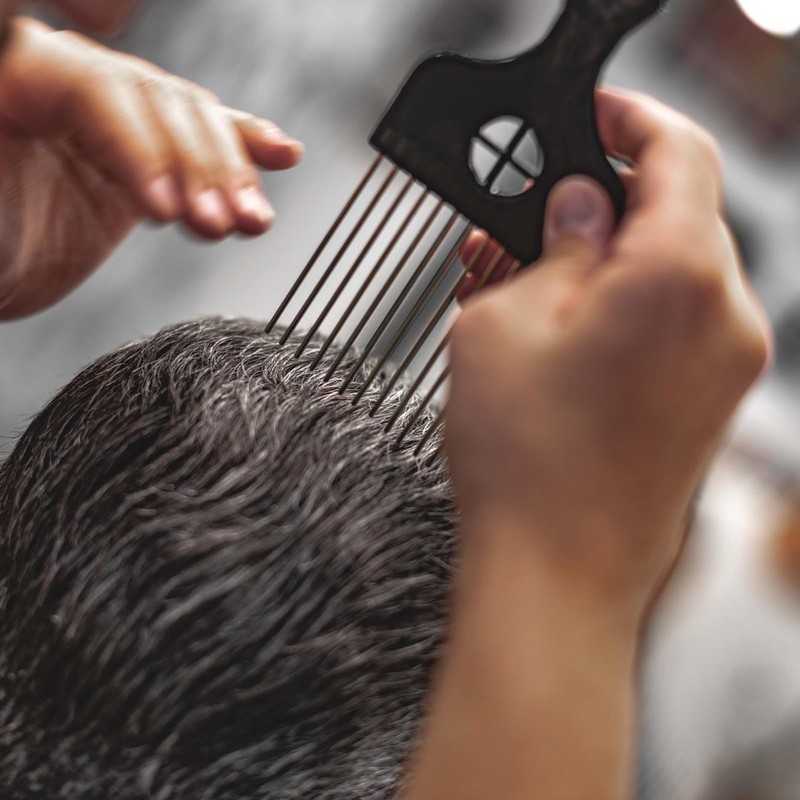 2Pcs Black Fist Metal Hair Comb African American Pick Comb