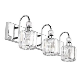 Ralbay Modern LED Crystal Bathroom Vanity Lights 3-Lights Stainless Steel Crystal Vanity Lights Over Mirror Modern Crystal Bathroom Vanity Lighting Fixtures