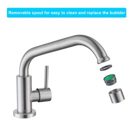 ONECE Kitchen Tap Cold Water Tap Kitchen Cold Water Tap with 360° Swivelling Cold Water Tap Brushed Stainless Steel with Connection Hose Matt