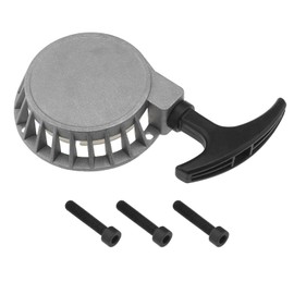 YINETTECH Mini Alloy Recoil Start Pull Starter Part Compatible with 2-Stroke 47CC 49CC Brush Cutter ATV Mini Motorcycle Scooter Pull Starter Silver