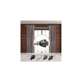 Maykoosh Country Cottage Set of Two Steel Curtain Rods with Resin Finials, Satin Nickel, 12-20 Inch - Single Curtain Rods, Drapery Rods, Curtain Rods Set for Windows