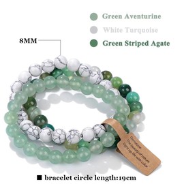 WEIZAIJY Men's and Women's Natural Stone Friendship Bracelet, Diameter 8 mm, Pearl Bracelet, Suitable for Family and Friends, 19 cm, Stone, No Gemstone