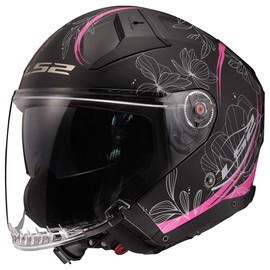 LS2 Helmets Open Face Infinity II Helmet (Lotus Matte Black/Pink - 2X-Large)