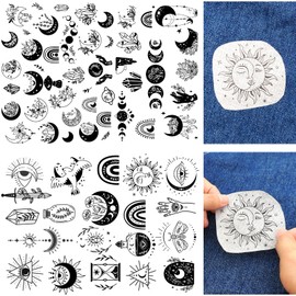 Water Soluble Embroidery Patterns 2 Sheets Moon and Eyes Theme Stick and Stitch Embroidery Paper Wash Away Embroidery Transfer Paper Stabilizers for Hand Sewing