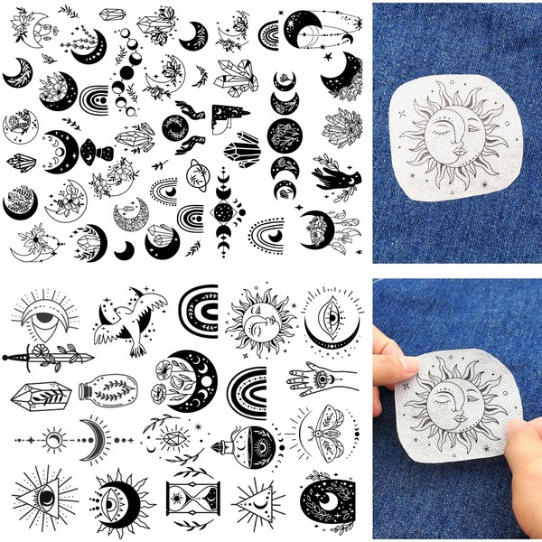 Water Soluble Embroidery Patterns 2 Sheets Moon and Eyes Theme