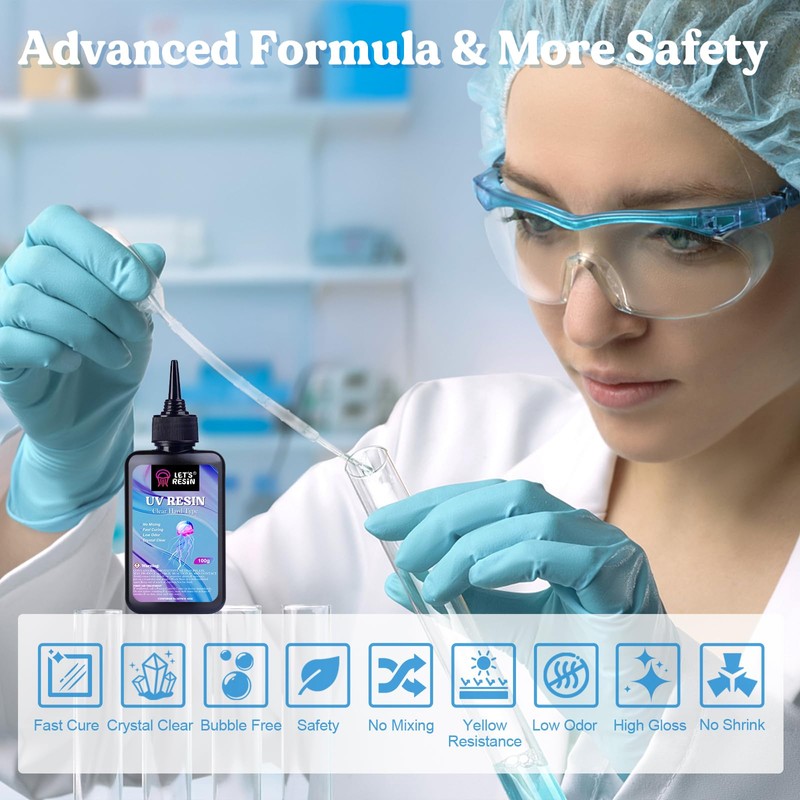 LET'S RESIN UV Resin with Light,Upgraded 200g Crystal Clear&Low Odor,UV