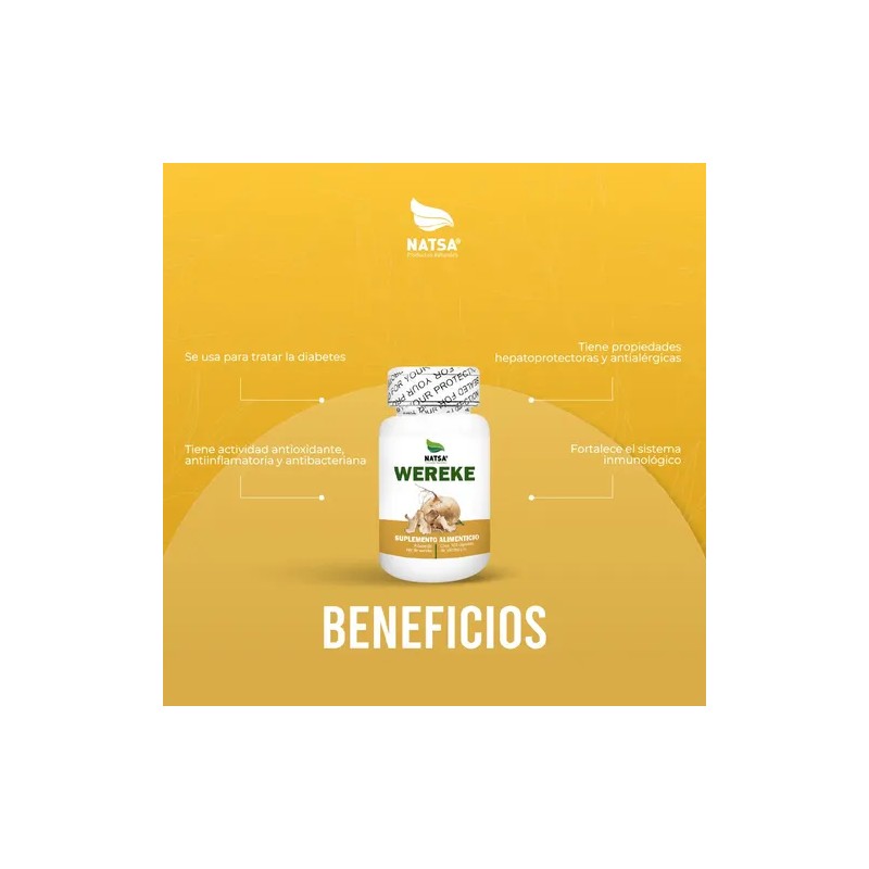 Wereke, 300 Cápsulas (3 Frascos 100 Cap C/u) Sabor Natural