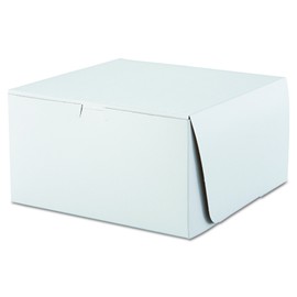 Southern Champion Tray 0977 Premium Clay Coated Kraft Paperboard White Non-Window Lock Corner Bakery Box, 10" Length x 10" Width x 5-1/2" Height (Case of 100)