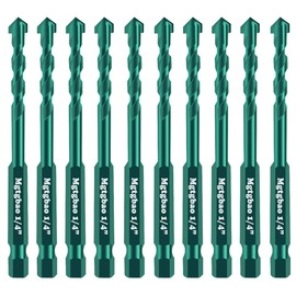 10PC 1/4" Green Concrete Drill Bit Set, Mgtgbao 6mm Masonry Drill Bits for Tile,Brick, Plastic and Wood,Tungsten Carbide Tip Best for Wall Mirror and Ceramic Tile on Concrete and Brick Wall
