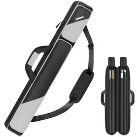 PEKREWS Pool Cue Case, Pool Stick Case 2x2 Holds 2 Sticks with 2 Accessory Zipper Pockets, Sturdy Polyester Pool Cue Carry Bag with Shoulder Strap Handle, Soft Billiard Cue Sling Bag for Men and Women