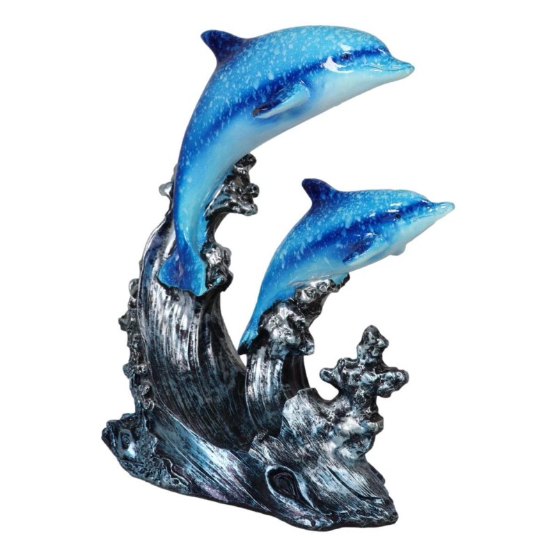 Nautical Marine Sea Ocean 2 Blue Dolphins Swimming Over Reef