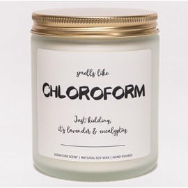 True Crime Gifts for Women, Serial Killer Gift, Crime Junkie Merch, Stress Relief Gifts for Women & Men, Smells Like Chloroform Candle - Lavender & Eucalyptus, Crafted by Natural Soy Wax, 7OZ