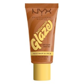 NYX Professional Makeup Buttermelt Glaze Skin Tint, Base de Maquillaje Formulada con Niacinamida, Dura Hasta 12 Horas, Protección Solar FPS30, Tono Praliné Butta (Café Medio), 30 ml