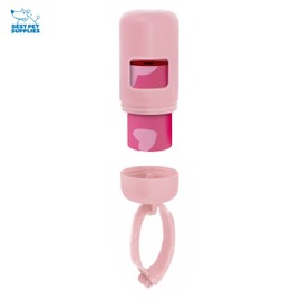 Best Pet Supplies Dog Poop Bag Holder Leash Attachment with 30 Bags, Reusable Dispenser for Travel, Walking, Park, and Outdoor Use, Durable with Clip-On - Pink, Pack of 2