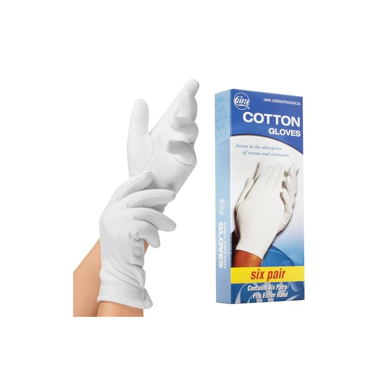 CARA Guantes de algodón eccema hidratantes, medianos, 6 pares