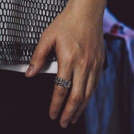 Bandmax Stainless Steel Hip Hop Chain Ring for Men Women Chunky Cuban Link Chain Ring Fashion Couple Eternity Band Rings Size 7