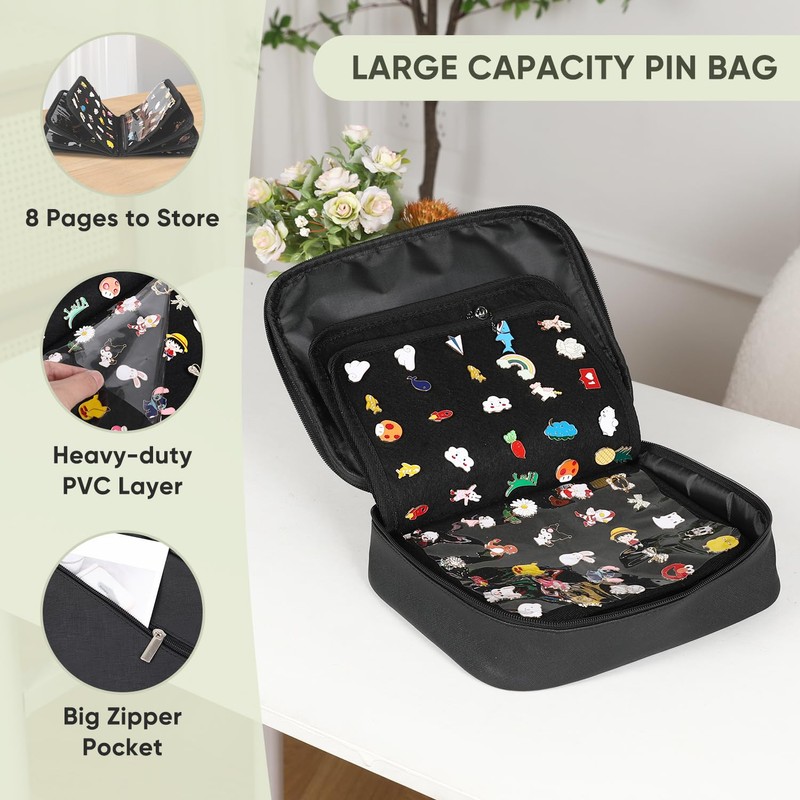Fruobeyla Pin Display Bag, Letter PU Pin Trading Book with