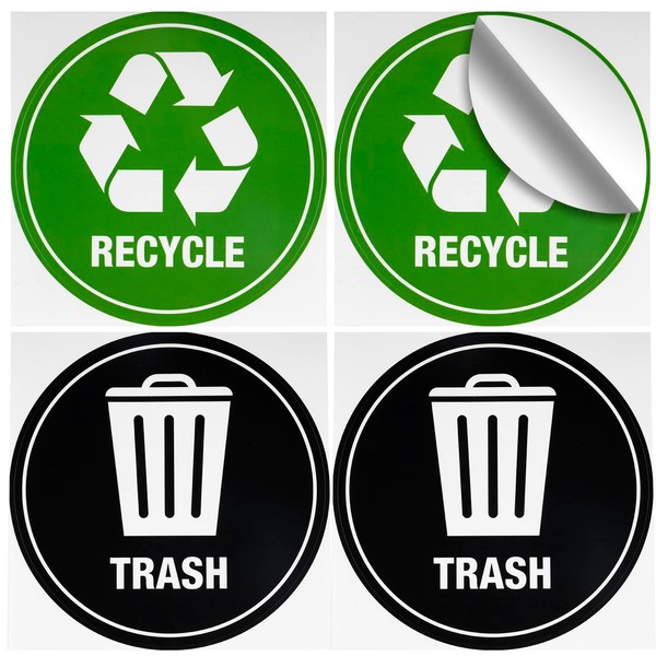 GSM Brands Recycle Trash Labels Pack of 4 Stickers, Large