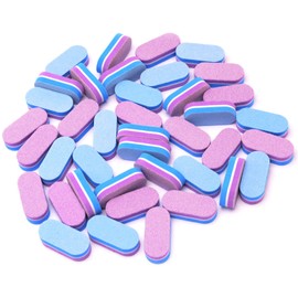 Diesisa Mini Nail Files Block, 100/180 Grit Sponge Nail Buffers for Acrylic Nails, Mini Buffing Block Double Sided for Manicure Tools 40 Count - Blue/Purple