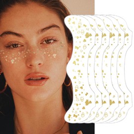 FFWTPY Pack of 6 Glitter Freckles Makeup Patches Glitter Freckles Face Tattoo Golden Sparkling Freckles for Party, Festival, Christmas