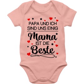 Shirtracer - Baby bodysuit boy girl - Mother's day - Papa und ich sind uns einig Mama ist die Beste, 4 Baby Pink