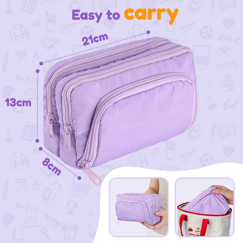 Euqvunn Pencil Case, Large Capacity Pen Case with 3 Compartments,
