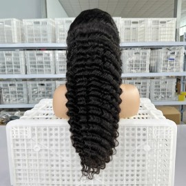 Ready to Shipping 13x6 HD Full Lace Frontal Wigs 180% Density Deep Wave Lace Front Wigs Natural Color Human Hair Pre Pluckedstyle: Deep Wave, color: natural, stretched length: 22", Lace Size: 13x6