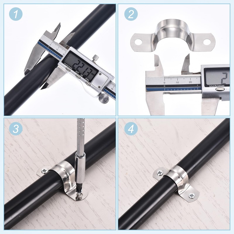 sourcing map 6Pcs Rigid Pipe Straps, 25mm(0.98") 304 Stainless Steel