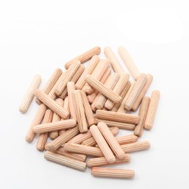 Adyoney 48Pcs 6mm x 30mm / 1/4 Inch x 1.18 Inch Wooden Dowel Pin Fluted Beveled Ends Wooden Pegs Support Shelves