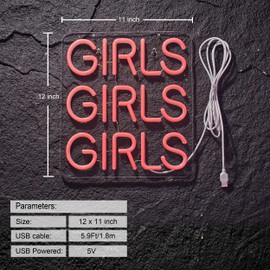 Neon Signs Girls Beer Bar Home Art Neon Light LED Neon Lights Sign with Dimmer for Bedroom Office Hotel Pub Cafe Recreation Room Man Cave Wall Sign Decor(Pink)