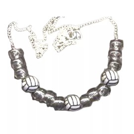 Team-Zebra Funky Earrings & Novelty Jewelry Funky VOLLEYBALL NECKLACE Team Sport Referee Player Gift Novelty Costume Jewelry