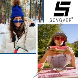 SCVGVER Y2K Trendy Rectangle Sunglasses for Women Men, Cute 90s Square Sunglasses, UV400 Protection(Black Frame/Black Lens)