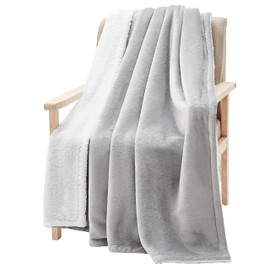 CASUAL LIVING Sherpa Twin/Twin XL Blanket Plush Fuzzy Cozy Fleece Bed Blanket for Bedroom Oversized Throw for Couch or Sofa Washable Reversible Dorm Room Essentials, 60-inch x 80-inch, Grey