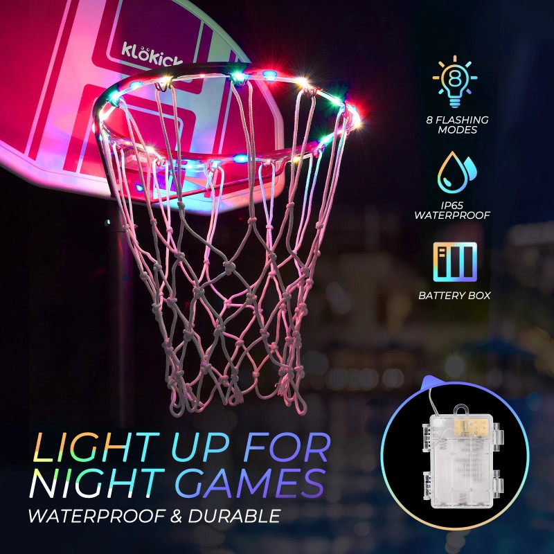 Portable Basketball Hoop 5.5-6.1Ft Height Adjustable LED Poolside Gift for